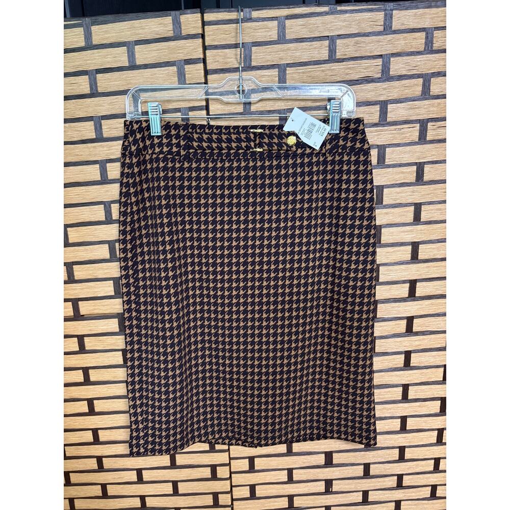 Cato Tan And Black Houndstooth Print Pull On Skirt Size Small